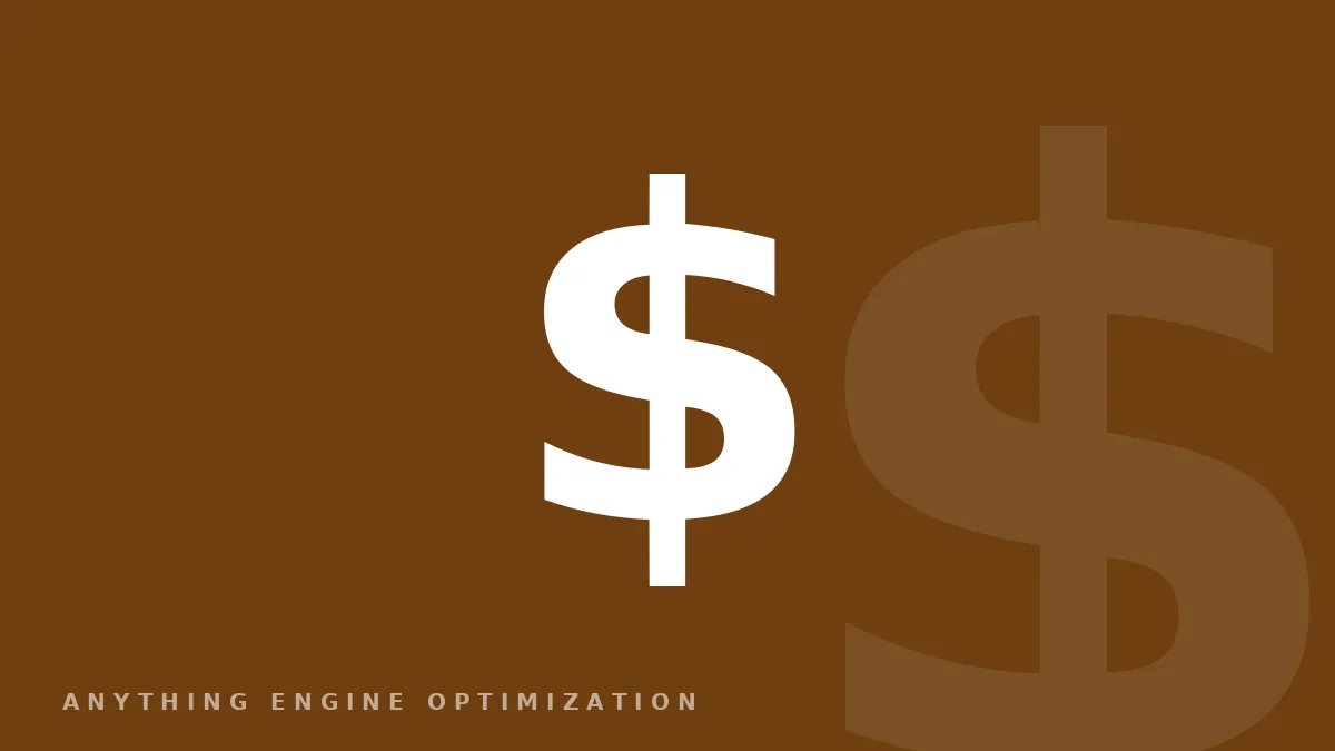 A dollar-sign glyph on a deep bronze field.