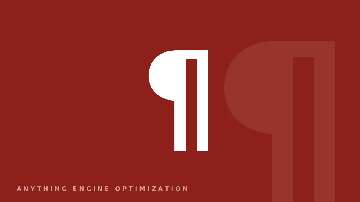 A dark red pilcrow glyph on a deep field