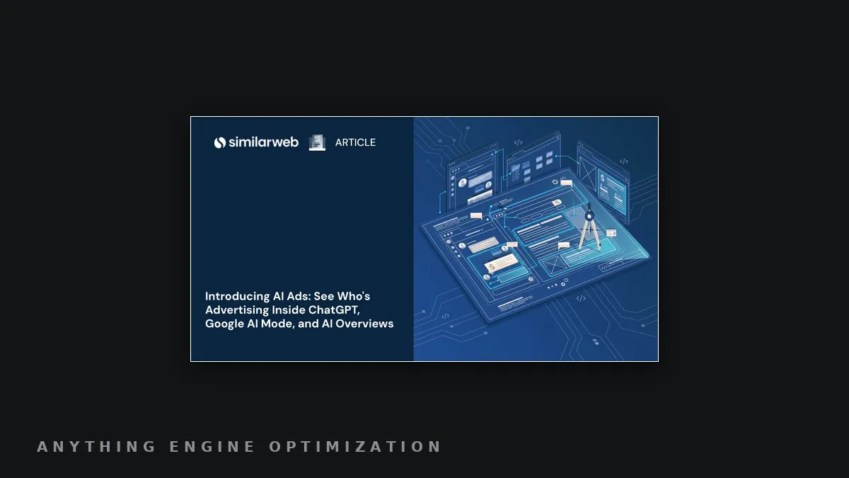 Similarweb's framed announcement graphic for its new AI Ads tracking feature