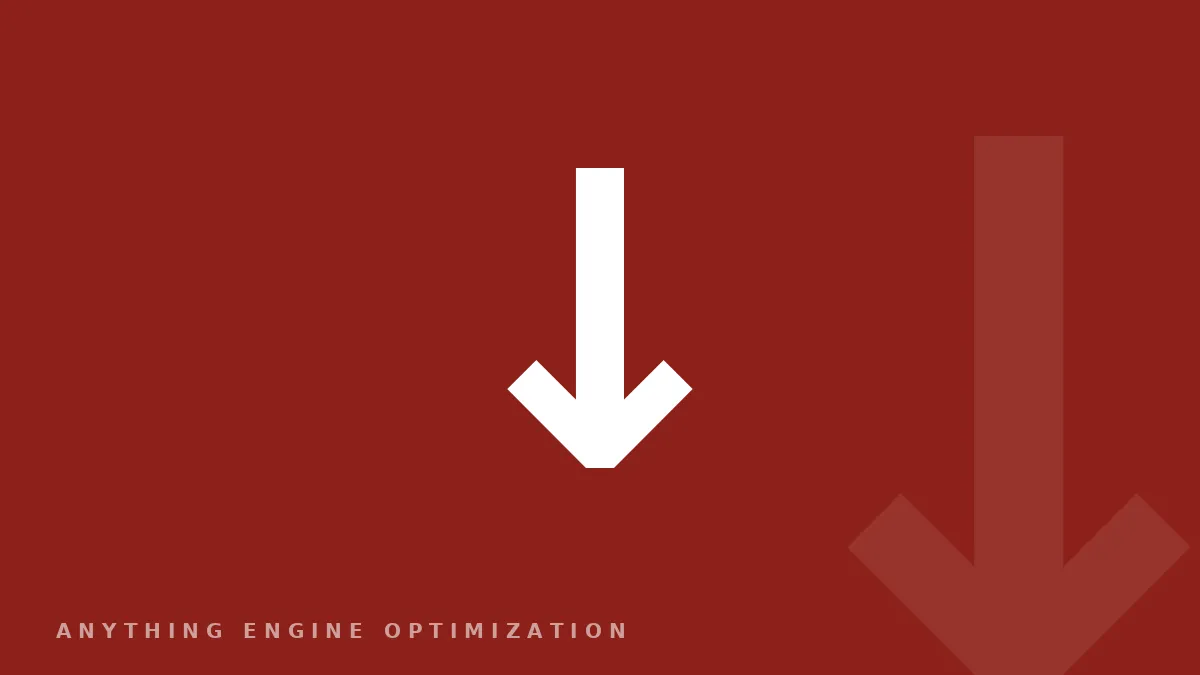 A downward arrow glyph on a deep red field.