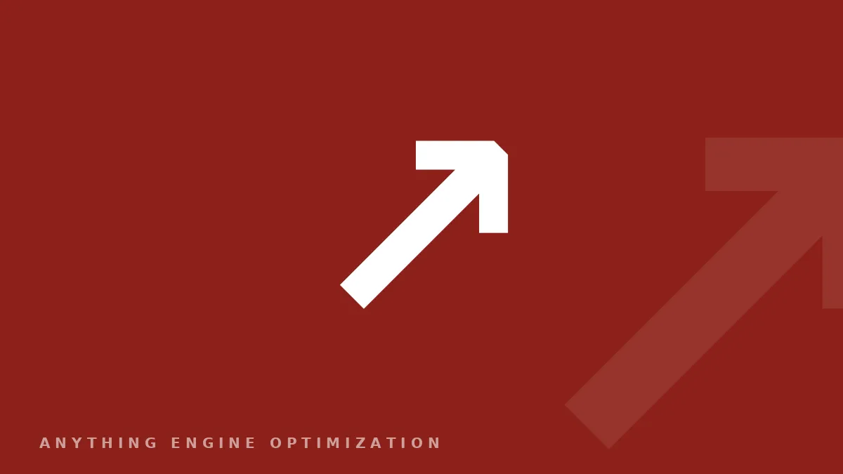 An upward-arrow glyph on a deep red field, symbolizing rising commercial intent