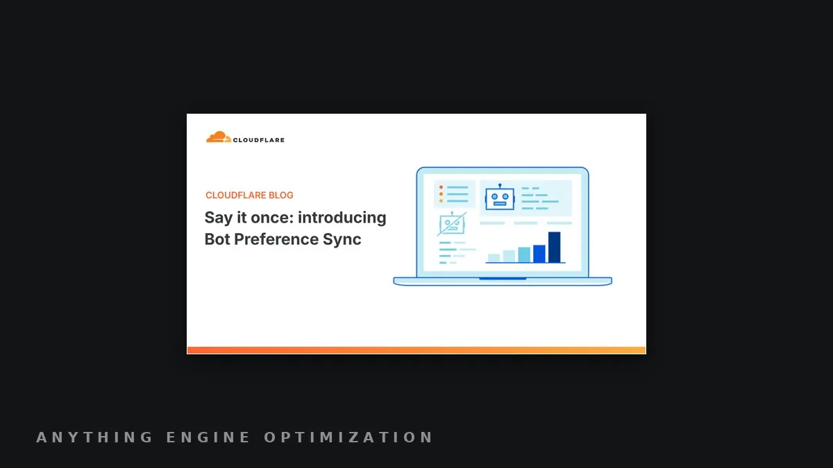 Cloudflare's own illustration for the Bot Preference Sync announcement, framed on a dark field.