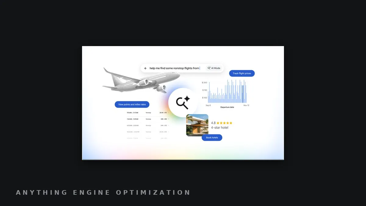 Google's illustration for AI Mode travel booking features