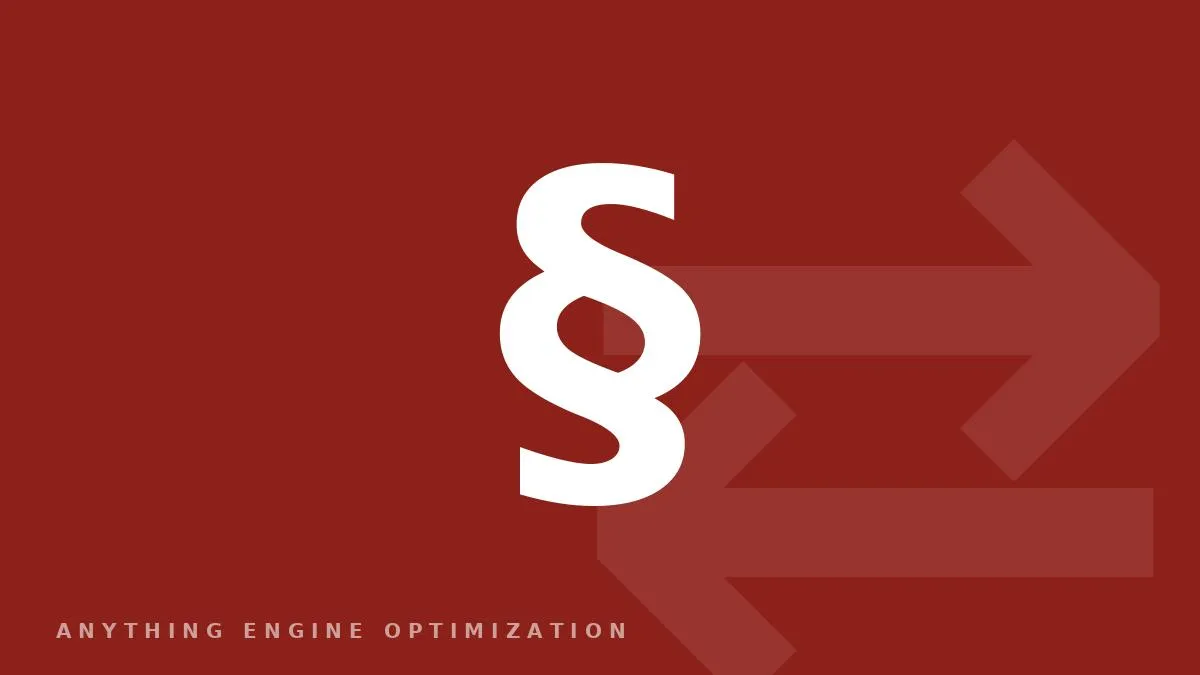 A white section-symbol glyph over a deep red field with arrow motifs.