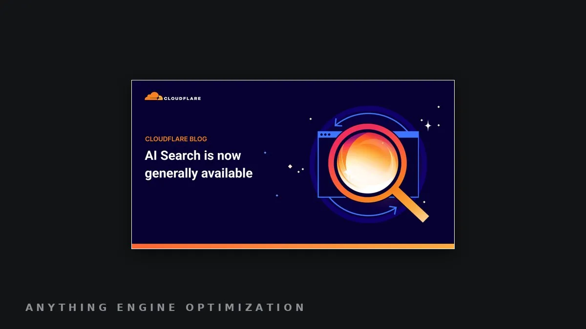 Cloudflare's own announcement artwork for AI Search's general availability, framed