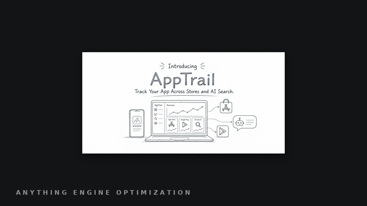 Abstract rendering of app store and AI search ranking signals, from SerpApi's AppTrail launch post