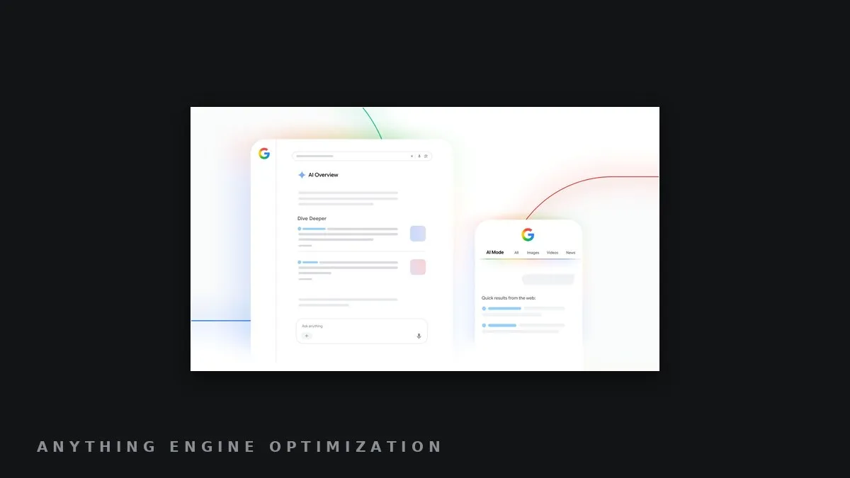 Google's own AI Mode and AI Overviews announcement artwork, framed